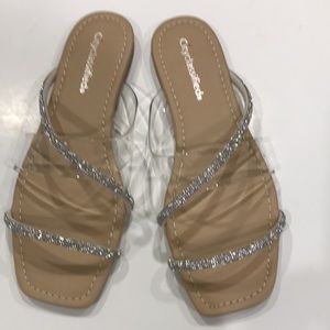 Clear embellished Rhinestone sandals. Size 9